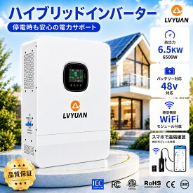 【スーパーSALE目玉価格★15％OFF】 【最大6台並列対応】LVYUAN ハイブリッドインバーター 6.5kW 6500W 正弦波 DC48V→AC100V/200V 単相三線式 オフグリッド 太陽光発電 48Vバッテリー対応 無停電電源 ソーラー充電器 太陽光発電所システム 日本語説明書・WiFiモジュール付