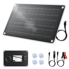 【クーポン適用3,329円〜】 LVYUAN(リョクエン) 車用ソーラーパネル 10W/20W 12V鉛蓄電池 トリクル充電器 カーバッテリー充電器 ソーラーチャージャー 単結晶 IP67 シガーソケット/ワニ口クリップ付き 自動車/バイク/トラクタ/ボート/RV バッテリーへの補充電 メンテナンス