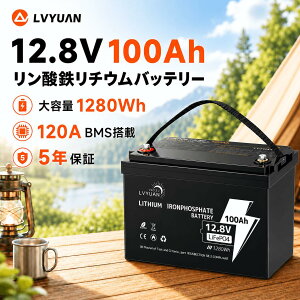 �y�N�[�|���K�p��24,649�~�z �yGrade-A�d�r�Z��-5�N�ۏ؁zLVYUAN 12V 100Ah �����_�S���`�E���C�I���o�b�e���[ 1280Wh ����120A��BMS 3000��ȏ�̃T�C�N�� �ƒ�p�~�d �o�b�N�A�b�v�d�� �Ԓ��� �L�����s