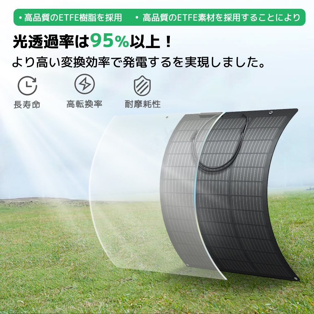 楽天市場】単結晶 ETFE 柔性 据置型 50W フレキシブルソーラーパネル