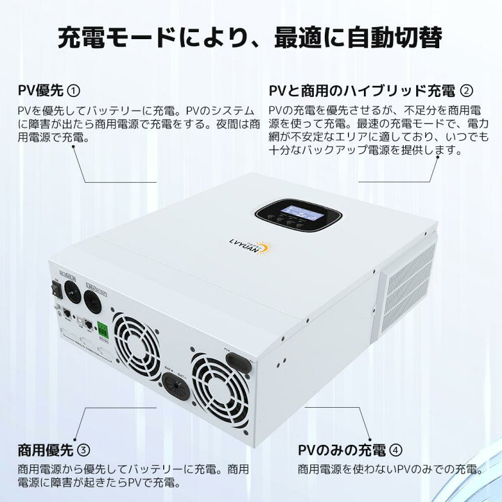 楽天市場】【LVYUAN公式】MPPT 5KW 5000W 正弦波 オフグリッド 