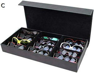 メガネ収納ボックス 12グリッドサングラスディスプレイケース眼鏡眼鏡ストレージディスプレイボックス、折りたたみ式の蓋付き、眼鏡やジュエリー用 多機能ストレージ (Color : A)