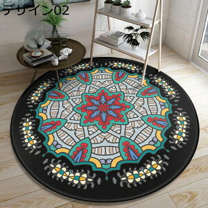ラグ マット 北欧風 円形ラグ カーペット 滑り止め 洗える おしゃれ 耐摩耗性 軽量 オールシーズン適用 掃除やすい 大きい 200*200 丸形 丸型 玄関マット ペルシャ絨毯風 室内 花柄 デザイン07