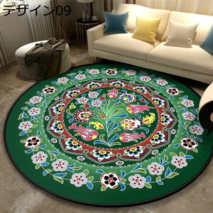 円形ラグ 花柄 おしゃれ カーペット ペルシャ柄 ペルシャ絨毯 カーペット 洗える オールシーズン ラグ ラグマット オリエンタル柄 アンティーク風 丸形 デザイン07 玄関マット ヴィンテージ