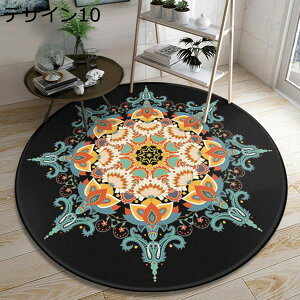 ラグ マット 北欧風 円形ラグ カーペット 滑り止め 洗える おしゃれ 耐摩耗性 軽量 オールシーズン適用 掃除やすい 大きい 200*200 丸形 丸型 玄関マット ペルシャ絨毯風 室内 花柄 デザイン07