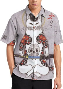 シャツ メンズ 和風 浮世絵 猫柄 アロハシャツ ポロシャツ プリントtシャツ 開襟シャツ 大きいサイズ半袖シャツ ボタンダウン カジュアル ハワイ風 柄シャツ ティーシャツ カットソー イン