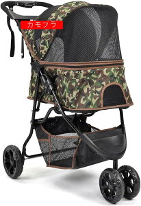 ペットカート 折りたたみ 犬 猫用 カート 軽量 3輪/4輪/対面式 安全装置付 通気性 組立簡単 介護用ドッグカート ペットバギー (3輪 ブラック)