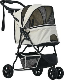 【今日限定、超買得30％OFFクーポン、2度チャンス無し】ペットカート 犬 バギー 小型犬 中型犬 猫 多頭 カート 折りたたみ 3輪 ペットバギー 犬用ベビーカー 前輪360°回転 後輪ブレーキ付き 飛び出し防止リード2本付き 散歩 外出便利 軽量