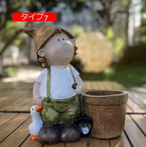 ガーデンオーナメント カントリー風 おきもの 置物 タイプ3 ガーデンオブジェ 妖精 かわいいオブジェ カントリー置物 玄関 装飾 女の子 芝生 農場 池 F デコレーション ガーデニング置物 オ