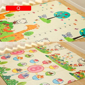 ベビーマット 200*180*1cm 折りたたみ 子供 薄手 厚手 キッズ用プレイマット 可愛い 遊び 学べる 楽しい 収納 両面パターン 清掃簡単 安全 無毒 無味 XPE素材 出産祝い ルームマッ