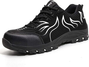 男女兼用メンズスポーツシューズ安全靴作業靴アウトドアにも先芯入りプロテクター踏み抜き防止クッション性高反発耐滑滑り止めメッシュ通気性防臭蒸れない秋冬夏レディース大きいサイ