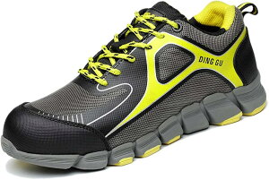 メンズスニーカー安全靴メッシュ通気性蒸れない軽量夏オールシーズンつま先保護先芯入り絶縁耐電靴撥水加工耐油性防汚レースアップクッション性滑り止め作業用