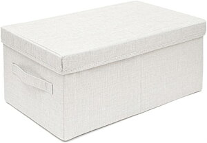 収納ボックス 収納ケース 大容量 2個セット 透明窓 折り畳み 取っ手付き 蓋付き 積み重ね可能 おしゃれ 整理ボックス 洗える ホワイトA 防塵 50*40*29 防湿 無臭 綿麻 大容量 高耐久性