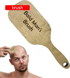 ハゲマンコームギャグギフト | 2個 ハゲマンブラシ | 面白い木製の無毛コーミング ブラシと歯のない櫛 木製毛のないヘアブラシ 薄毛やハゲのお友達へのギフト