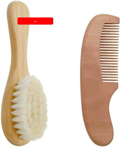 ヘアブラシ ベビー ブラシ コーム 2点セット 木製ハンドル 新生児 髪ブラシ 幼児の櫛 山羊毛 天然木 頭皮のマッサージ 新生児 乳児 赤ちゃん 出産祝い ギフト プレゼント