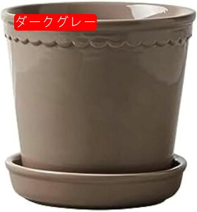 植木鉢 陶器製 北欧 多肉植物鉢 フラワーポット 底に水抜き穴あり シンプル 15cm 通気性 円形 ライトグレー 受皿付き ガーデンポット モダン ホーム 多肉植物 鉢植え お洒落 リビング 装飾