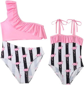 親子 水着 女の子 レディース スイムウェア キッズ みずぎ ロンパース水着 タンキニ ミズギ ビーチウェア フリル ワンショルダー オールインワン 可愛い おしゃれ セクシー カバーアップ水