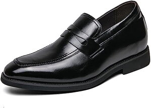 ビジネスシューズ ペニーメンズ 合皮 スリッポン 身長アップ 6cmUP 背が高くなる靴 コイン革靴 仕事靴 カジュアル 防滑 結婚式 通学 幅広 3E 屈曲 撥水 通勤 オシャレ