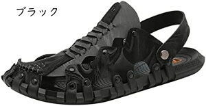 ビーチサンダル メンズ スポーツサンダル メンズ スポーツサンダル メンズ アウトドアサンダル 本革 厚底 つま先保護 メンズサンダル マジックテープ コンフォート サンダル スポーツサン