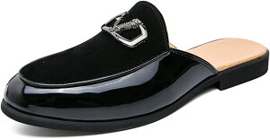 ビジネスサンダル メンズ 軽量 合皮 スリッパ 革靴 サボサンダル カジュアル クールビズ 社内履き 脱ぎ履きが楽ちん 疲れない 蒸れない 通気 防滑 黒