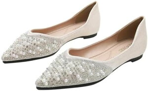 パンプス フラットシューズ ウエディングシューズ ブライダルシューズ ローヒール 歩きやすい レディース フラット とんがりトゥ ウェディング シューズ ぺたんこ パーティー 結婚式 靴 痛