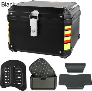 バイク用 ボックス リアボックス クッション付け バイクパーツセンター 48L バイクトップケース 大容量 (ブラック)