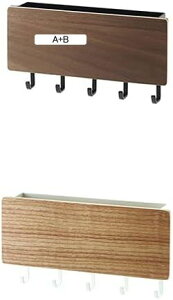 ホルダー付きマグネットキーフック鍵置き 木製 鍵かけスタンド キー置き 玄関用 メガネ 鍵 小物ボックス キーフック (A+B)