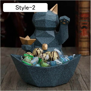 玄関収納 卓上収納 ナイトスタンドオーガナイザー ジュエリー 鍵 腕時計 サングラス 多機能収納 樹脂猫彫刻収納トレイキー収納ボウル動物の置物宝石イヤリングキャンディー皿ホルダーホ