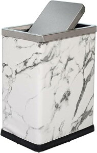 ゴミ箱 フタ付きゴミ箱 大理石パターンのゴミ箱 長方形 ごみ箱 おしゃれ ダストボックス 大容量 10L/15L つや消しステンレススチール スイング蓋 静音 無臭 気密性キッチン リビングルーム ト