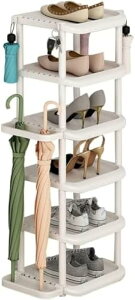 据え置き型シューズラック シューズボックス 下駄箱 靴箱 6段式 傘ラック付き 水受けトレイ付き 傾斜台 ツール不要 取り付けやすい 玄関収納 靴収納 長さ27*幅31.5*高さ105cm (グリーン