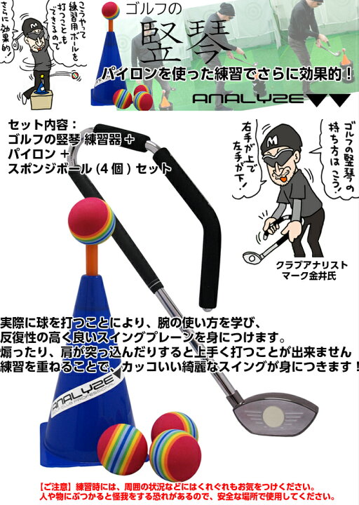 楽天市場】ゴルフの竪琴 たてごと スイング 練習器 + パイロン + 