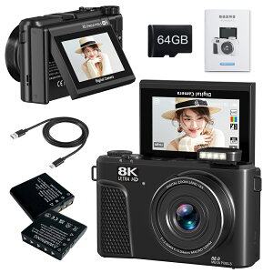 �y�����Ȃ獡�I�z�f�W�^���J���� �J���� WIFI�Ή� 8800����f �R���f�W 5K ���{���`�b�v ��]�f�B�X�v���C 64GB�}�C�N��SD�J�[�h�t�� 16�{�Y�[�� �I�[�g�t�H�[�J�X�@�\ �y�� �E�F�u�J���� ��e��