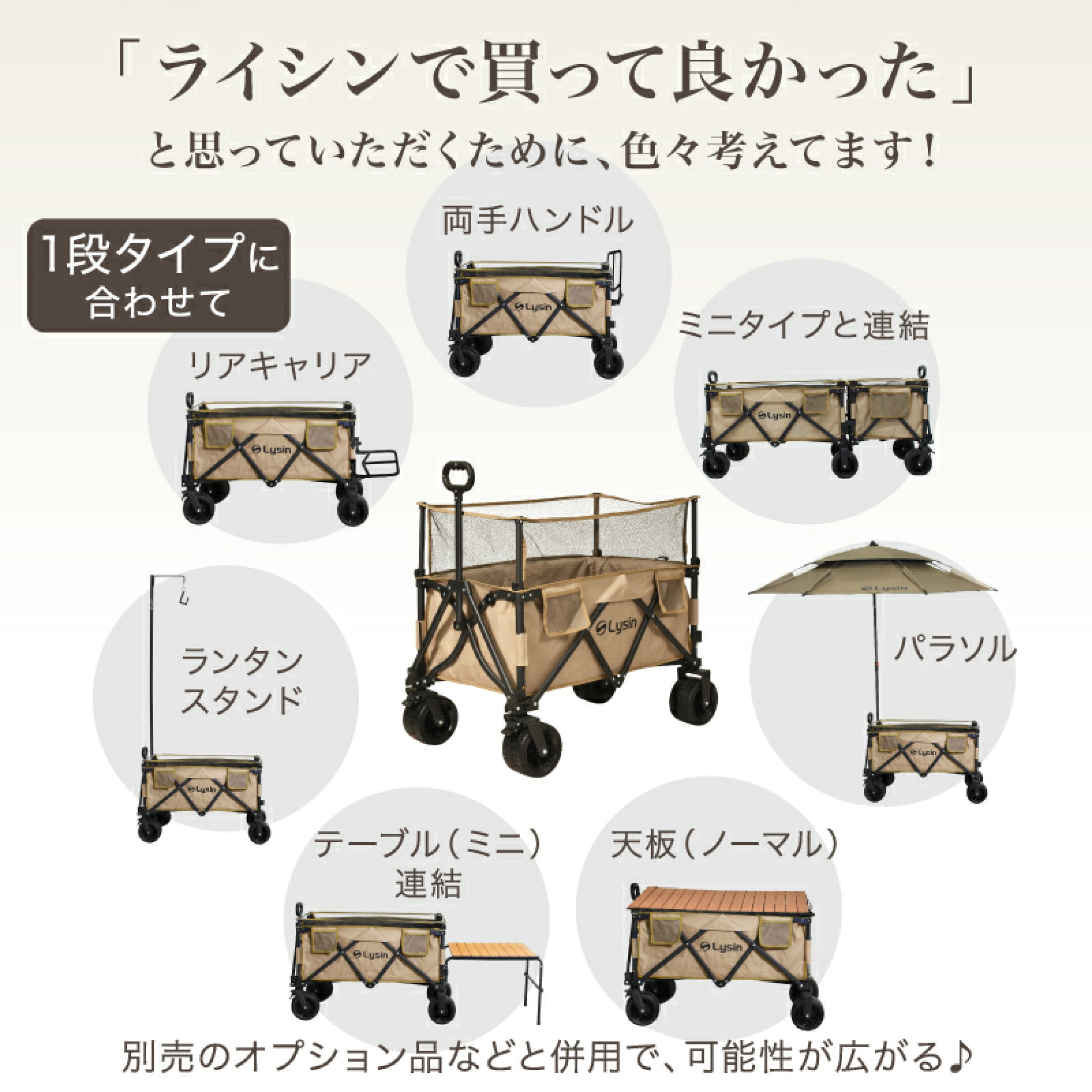 ライシン アウトドアワゴン Eシリーズ 1段 拡張