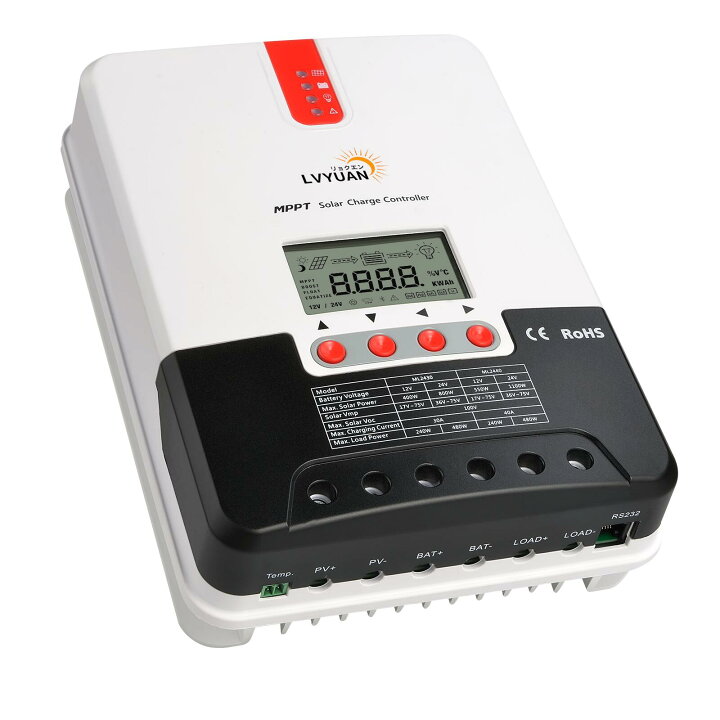 ソーラーチャージコントローラーrv 、最高の RV ソーラー充電コントローラー 、RVソーラーパネル充電コントローラー -  ヘリオスニューエナジー株式会社 MPPT ソーラー充電コントローラー、過充電保護付きソーラーパネルレギュレーター、RV ホームシステム用の高度な MPPT テクノロ