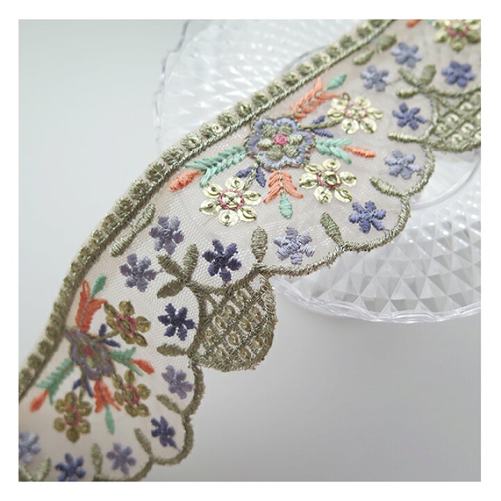 楽天市場】インド刺繍リボン 20cm×5.5cmインドリボン チュール レース  