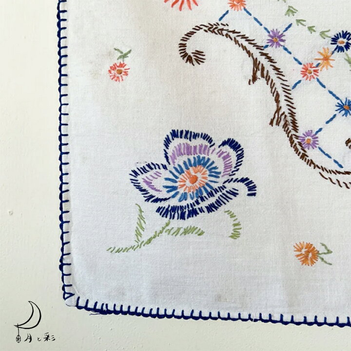 楽天市場】【中古】花手刺繍クロス(53×53cm)テーブルクロス 