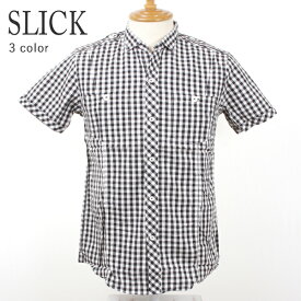 【82%オフ】SLICK - スリック -オープンカラーダブルボタン ギンガムチェック半袖シャツ