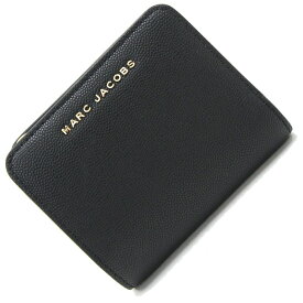 マークジェイコブス 二つ折り財布 M0016993001 ブラック レザー 中古 コンパクトウォレット ミニ財布 レディース 黒 ロゴ MARC JACOBS