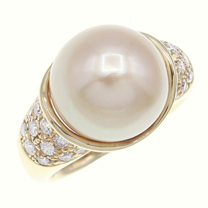 楽天市場】パール ダイヤモンド リング ゴールデンパール12mm D0.54ct
