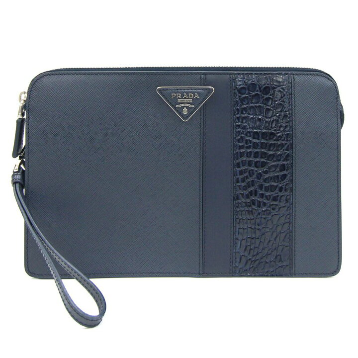 楽天市場】プラダ クラッチバッグ 2VF056 ネイビー レザー  