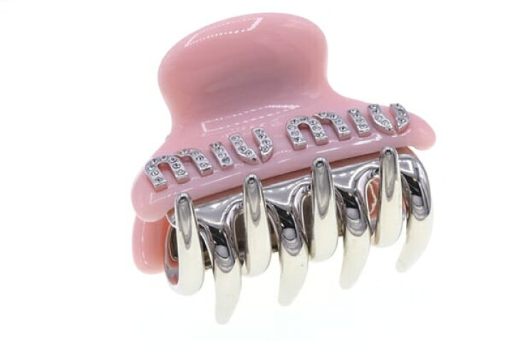 Miu Miu Miu Hair Clip 5IF068 Pink Silver Crystal Women\'s MIU Miu Miu Hair Clip 5IF068 Pink Silver Used Hair Accessory  main image 3