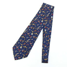 フェラガモ ネクタイ 35 4593 ネイビー シルク100％ 中古 ビジネス スーツ ファッション メンズ 男性 Salvatore Ferragamo