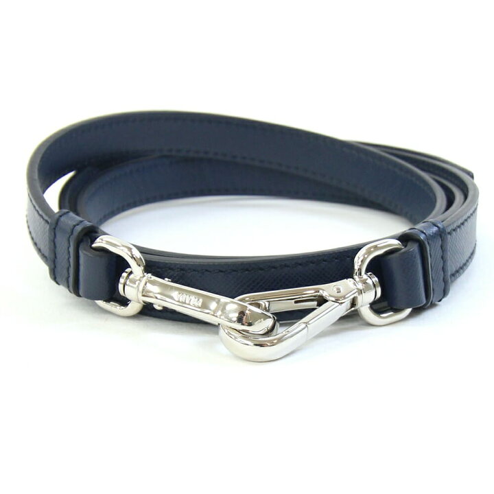 楽天市場】プラダ ショルダーストラップ ネイビー シルバー金具 レザー  