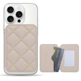 MagSafe対応 カードケース ミラー付き CECIL McBEE「キルティングカードケース」 セシルマクビー マグセーフ iPhone16/15/14/13/12シリーズ カードポケット カード収納 貼るだけ マグネット キャッシュレス Mag Safe