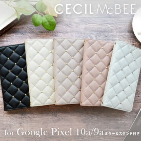Google Pixel 10a ケース 9a 手帳型 キルティング googlepixel10a 9a ケース CECIL McBEE 正規品「キルティング手帳」ミラー カード収納付き 大人可愛い ブランド スマホケース グーグルピクセル 10a 9a ケース