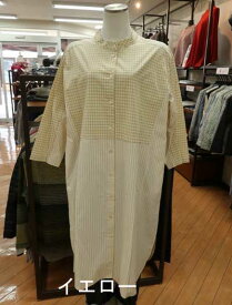 【50%off】ivory beads♪チェックとストライプ柄の七分袖ワンピース♪