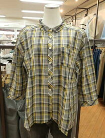 【50%off】ivory beads♪チェック柄の七分袖オーバーブラウス♪