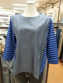 【50%off】ivory beads♪ボーダーと無地の切り替えデザインプルオーバー♪