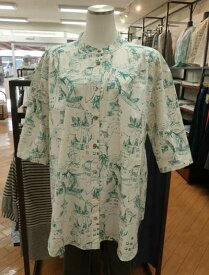 【40%off】ivory beads♪ミニスタンドネックの六分袖オーバーブラウス♪