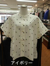 【40%off】ivory beads♪ミニハイネックの半そでブラウス♪